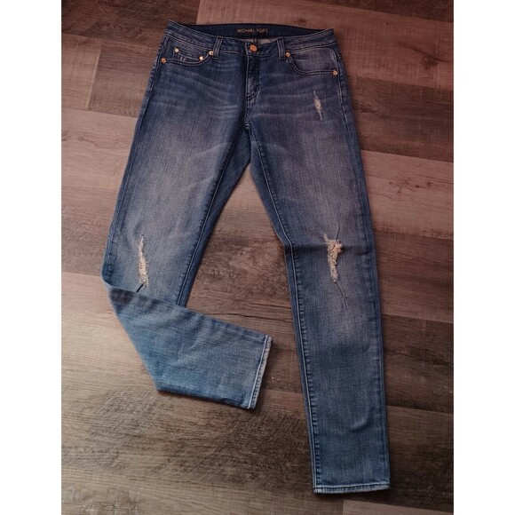 Michael Kors Dillon Relaxed, Women's Size 2 Distressed Blue Jeans - Picture 10 of 12